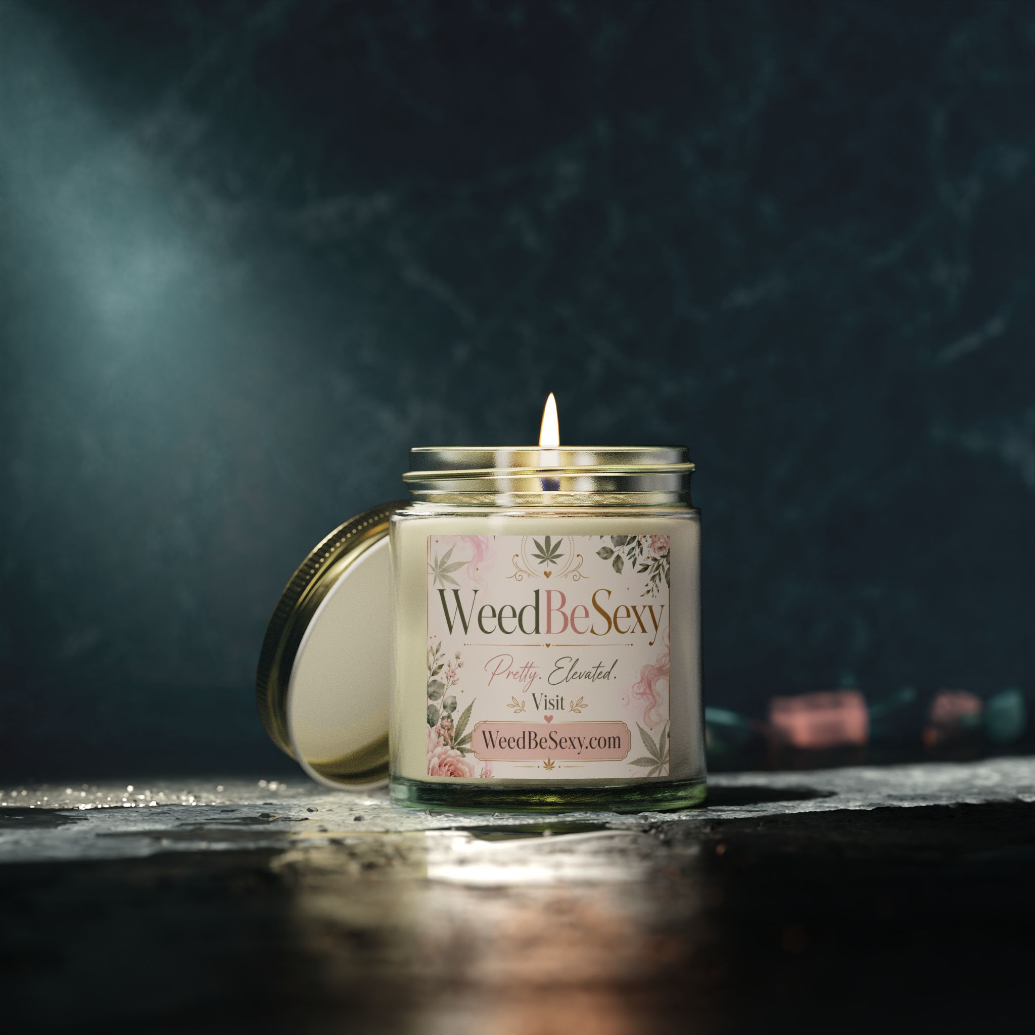 Coconut Apricot Scented Candle — WeedBeSexy Floral Soy Jar (4oz/9oz) - Image 28