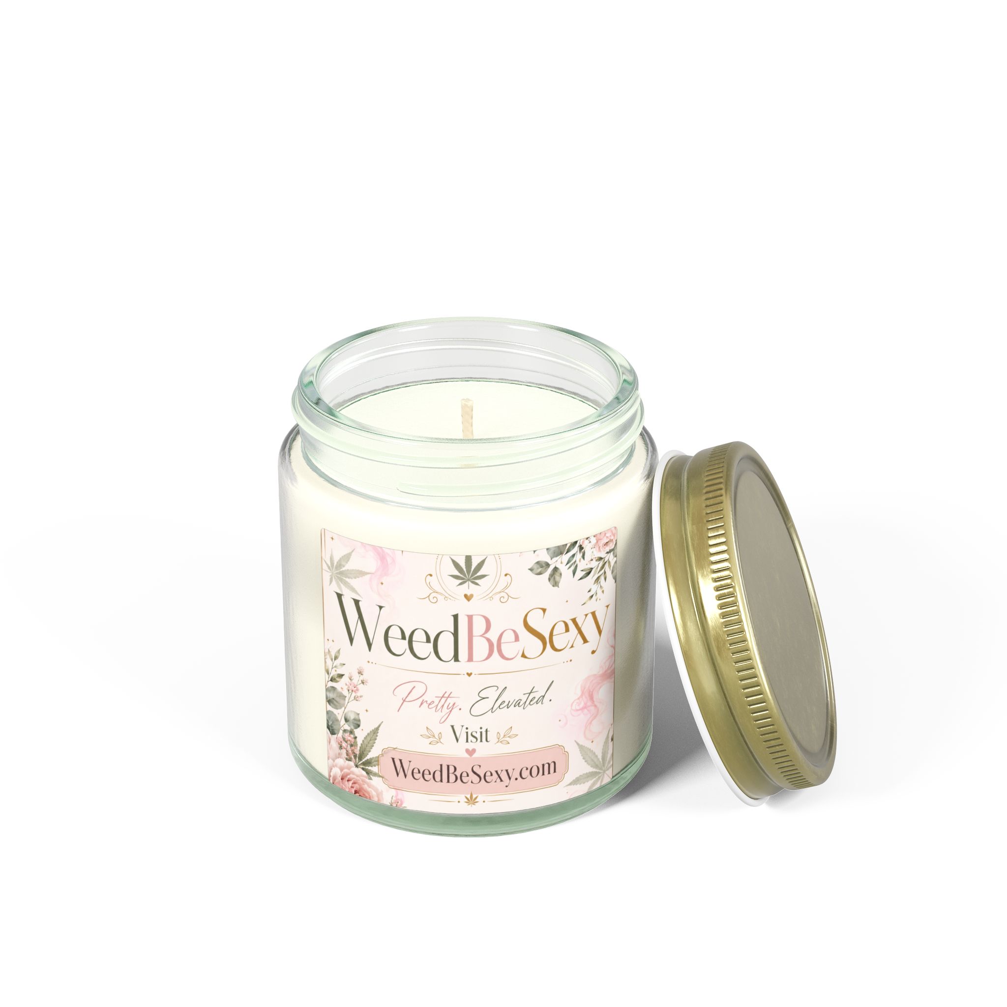 Coconut Apricot Scented Candle — WeedBeSexy Floral Soy Jar (4oz/9oz) - Image 22