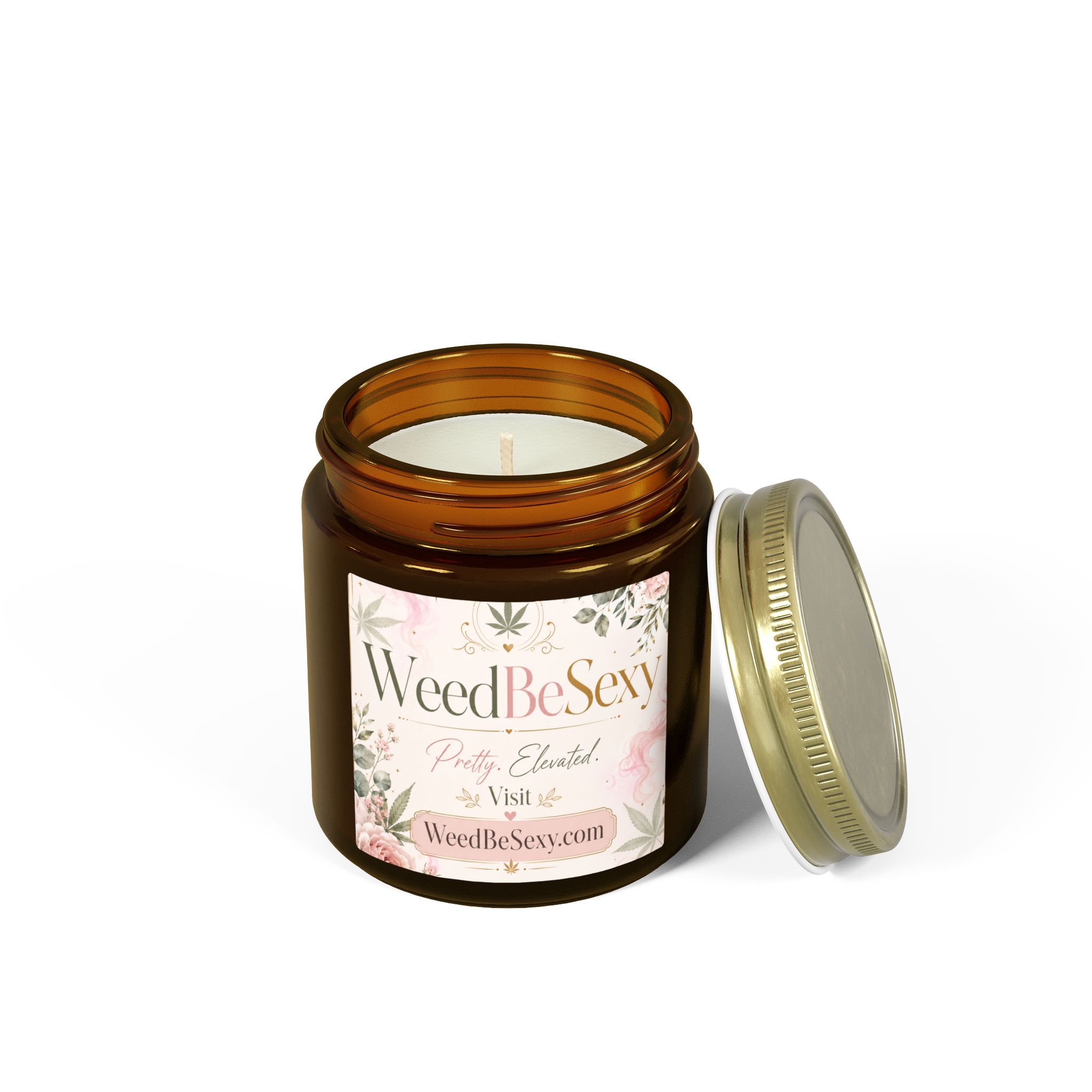 Coconut Apricot Scented Candle — WeedBeSexy Floral Soy Jar (4oz/9oz) - Image 34