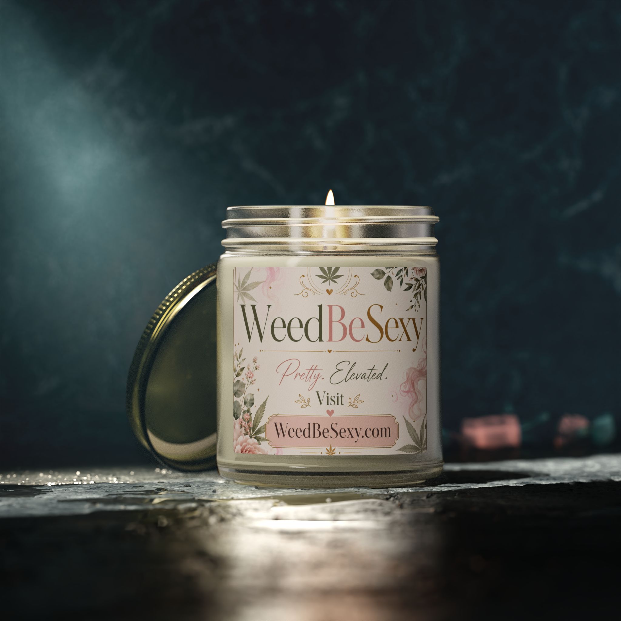 Coconut Apricot Scented Candle — WeedBeSexy Floral Soy Jar (4oz/9oz) - Image 72