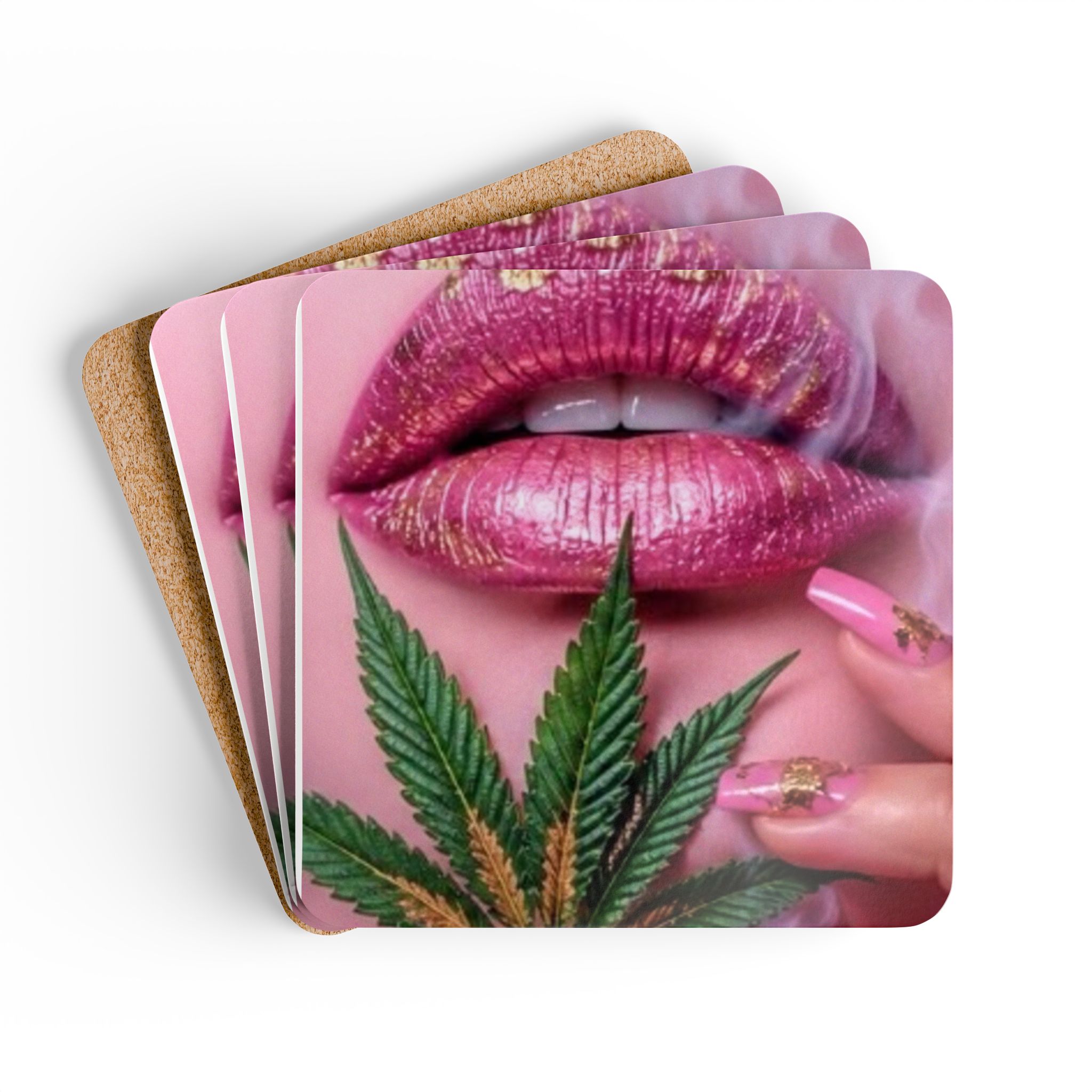 Hardboard Coasters with Cork Bottom (Set of 4) - Image 3