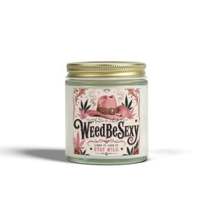 Coconut Apricot Scented Candle — 'Weed Be Sexy' Decorative Jar (4oz/9oz)