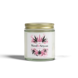Coconut Apricot Scented Candle — 4oz & 9oz Glass Jar (WeedBeSexy Floral Logo)