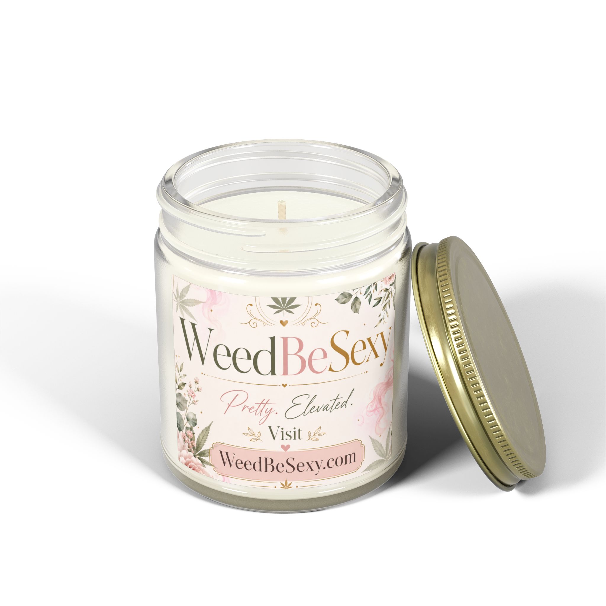 Coconut Apricot Scented Candle — WeedBeSexy Floral Soy Jar (4oz/9oz) - Image 38